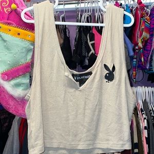 Playboy Bunny cream tan colour crop tank top mild use size large